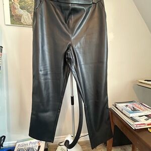 Isaac Mizrahi Black Faux Leather Cigarette Pants
